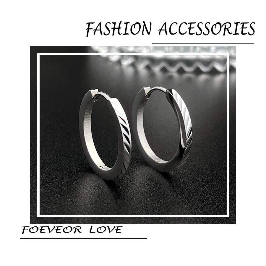 1 Pair of Silver Creole Round Large Hoop Earrings Women's Large Stainless Steel Hoop Earrings with Smooth and Beautiful Cut eari