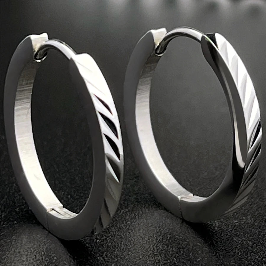 1 Pair of Silver Creole Round Large Hoop Earrings Women's Large Stainless Steel Hoop Earrings with Smooth and Beautiful Cut eari