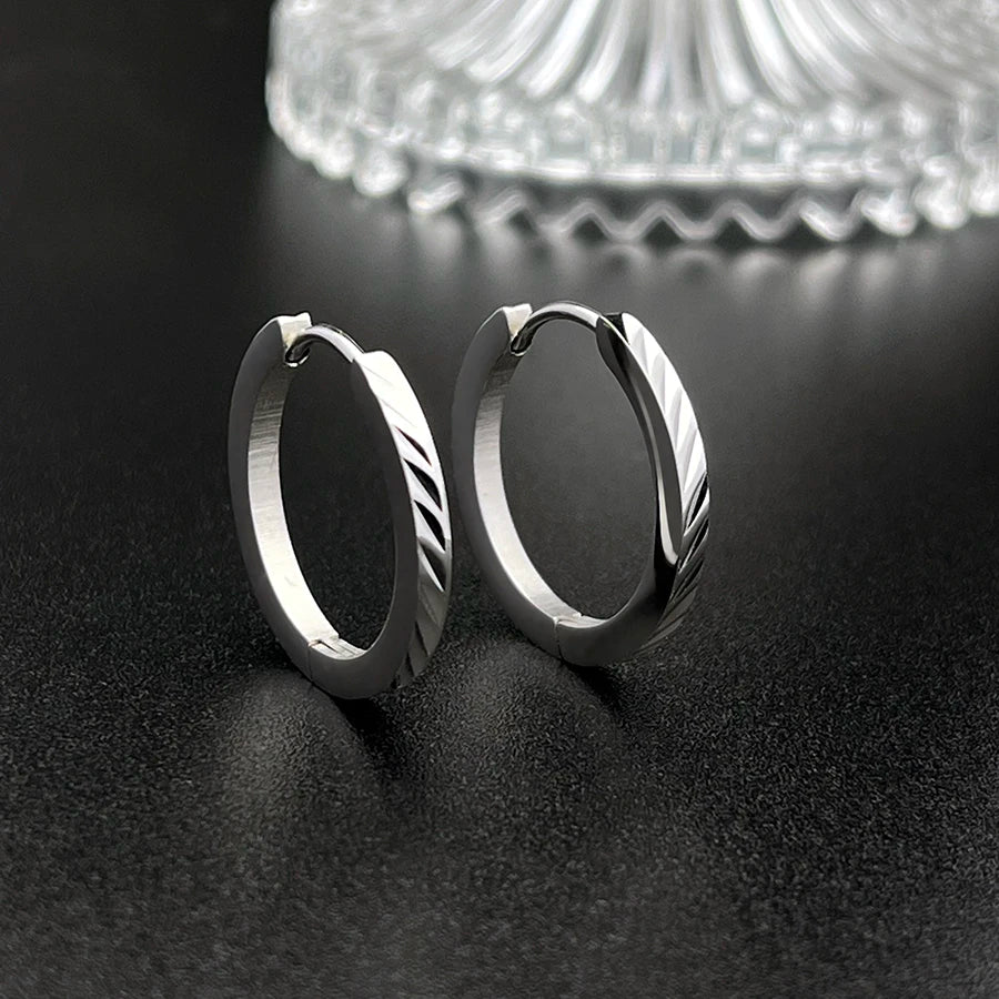 1 Pair of Silver Creole Round Large Hoop Earrings Women's Large Stainless Steel Hoop Earrings with Smooth and Beautiful Cut eari