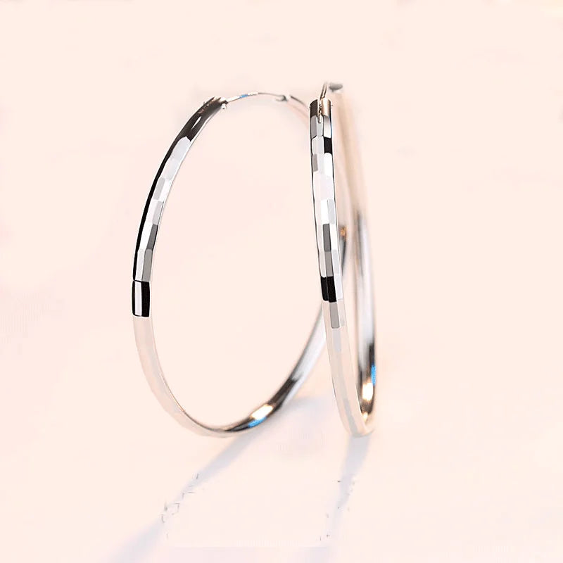 Somilia - Hoop Earrings For Women Authentic 925 Sterling Silver 3.0mm Fashion Earring Fine Rings Jewelry Large Eari Girl Gift