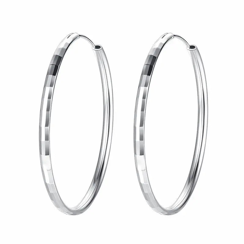 Somilia - Hoop Earrings For Women Authentic 925 Sterling Silver 3.0mm Fashion Earring Fine Rings Jewelry Large Eari Girl Gift