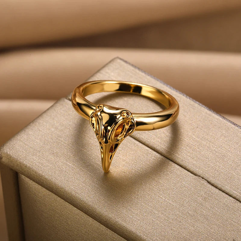 Special Bird Skull Raven Rings For Men Punk Style Jewelry Accessories Cool Bird Crow Head Skeleton Gothic Ring Animal Ring