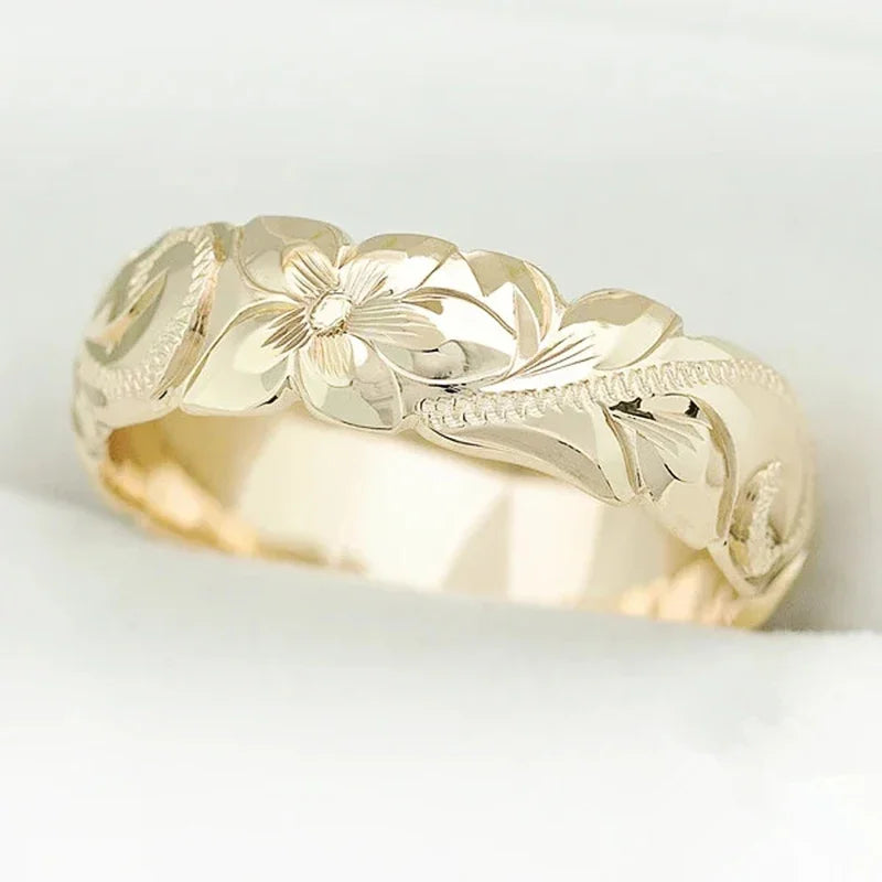 CAOSHI Low-key Proposal Ring Female Wedding Band Metal Style Flower Shape Design Exquisite Finger Accessories for Engagement