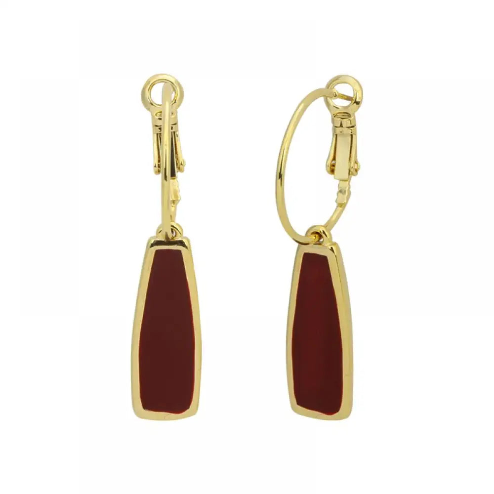 Korean Temperament Metal Texture Retro Style Charm Hoop Eariings For Women Girl Enamel Geometric Red Water Drop Shape Earrings