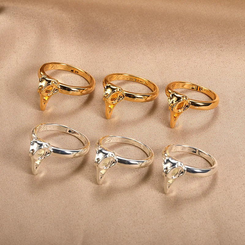 Special Bird Skull Raven Rings For Men Punk Style Jewelry Accessories Cool Bird Crow Head Skeleton Gothic Ring Animal Ring