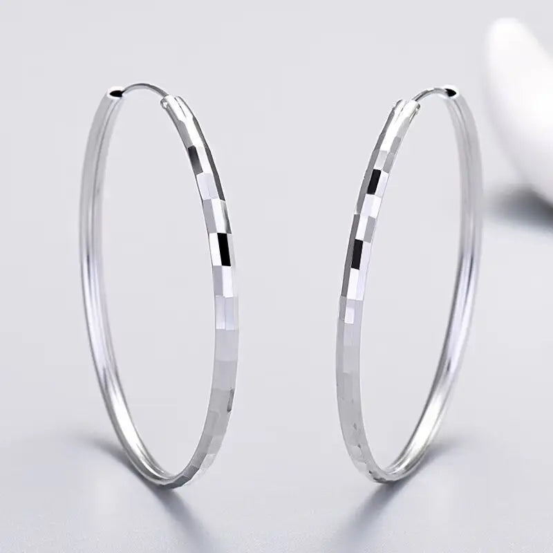 Somilia - Hoop Earrings For Women Authentic 925 Sterling Silver 3.0mm Fashion Earring Fine Rings Jewelry Large Eari Girl Gift