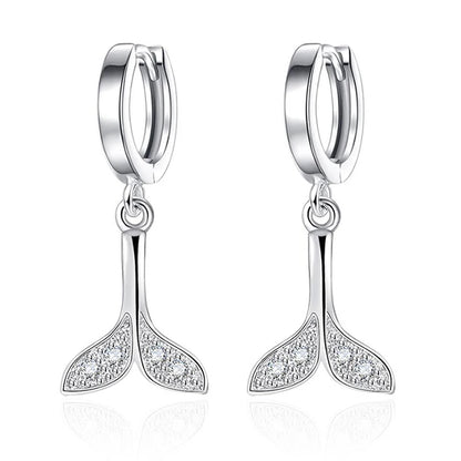 KOFSAC New 925 Sterling Silver Earrings For Women Shiny Zircon Mermaid Tail Ear Jewelry Girl Valentine's Day Accessories Gifts