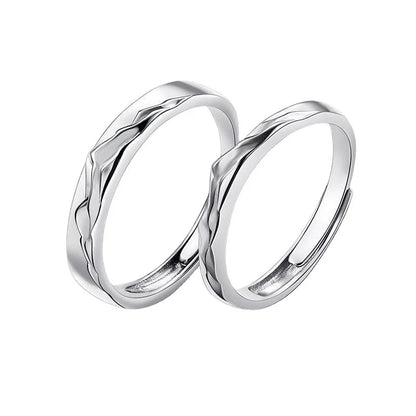 New couple silver color simple embossed mountain range adjustable ring fashion trend jewelry gift  J437