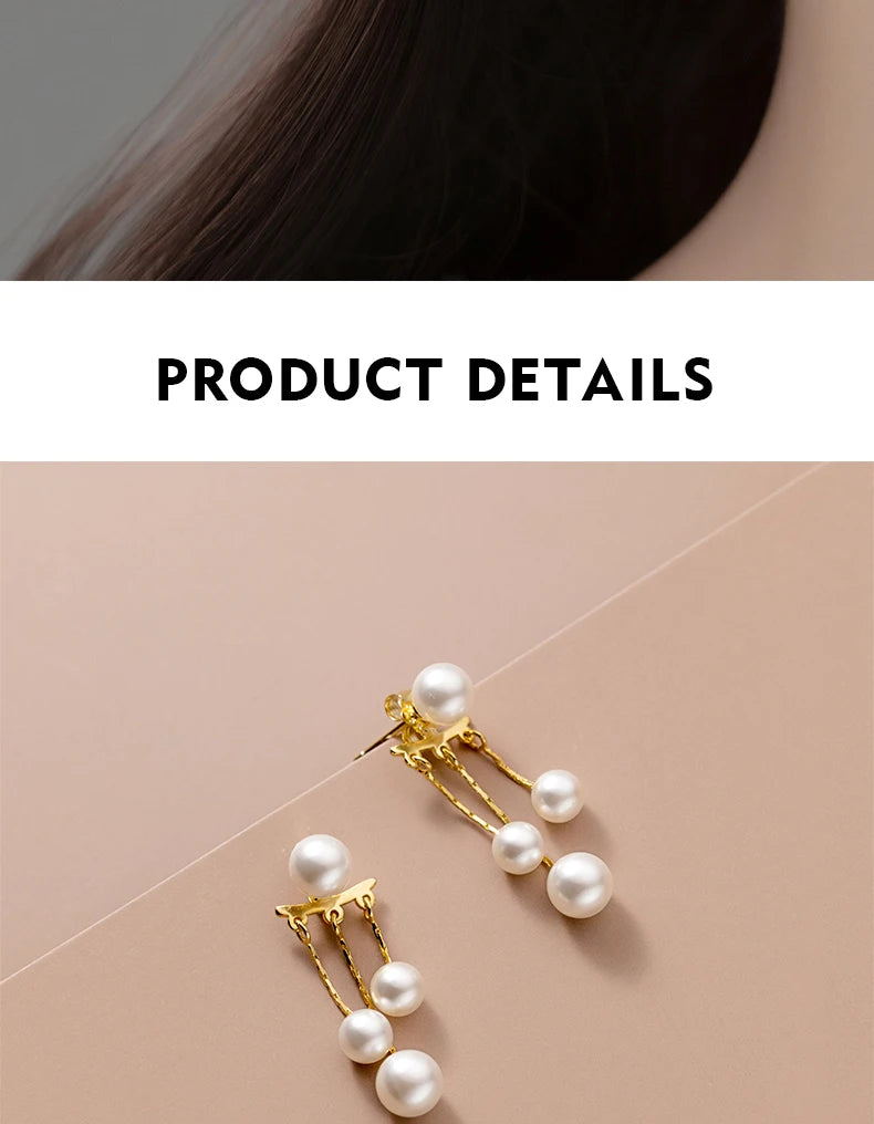 MODIAN Real 925 Sterling Silver Charm Pearl Drop Earrings Fashion Gold Color Swing Dangle Eari For Women Fine Female Jewelry