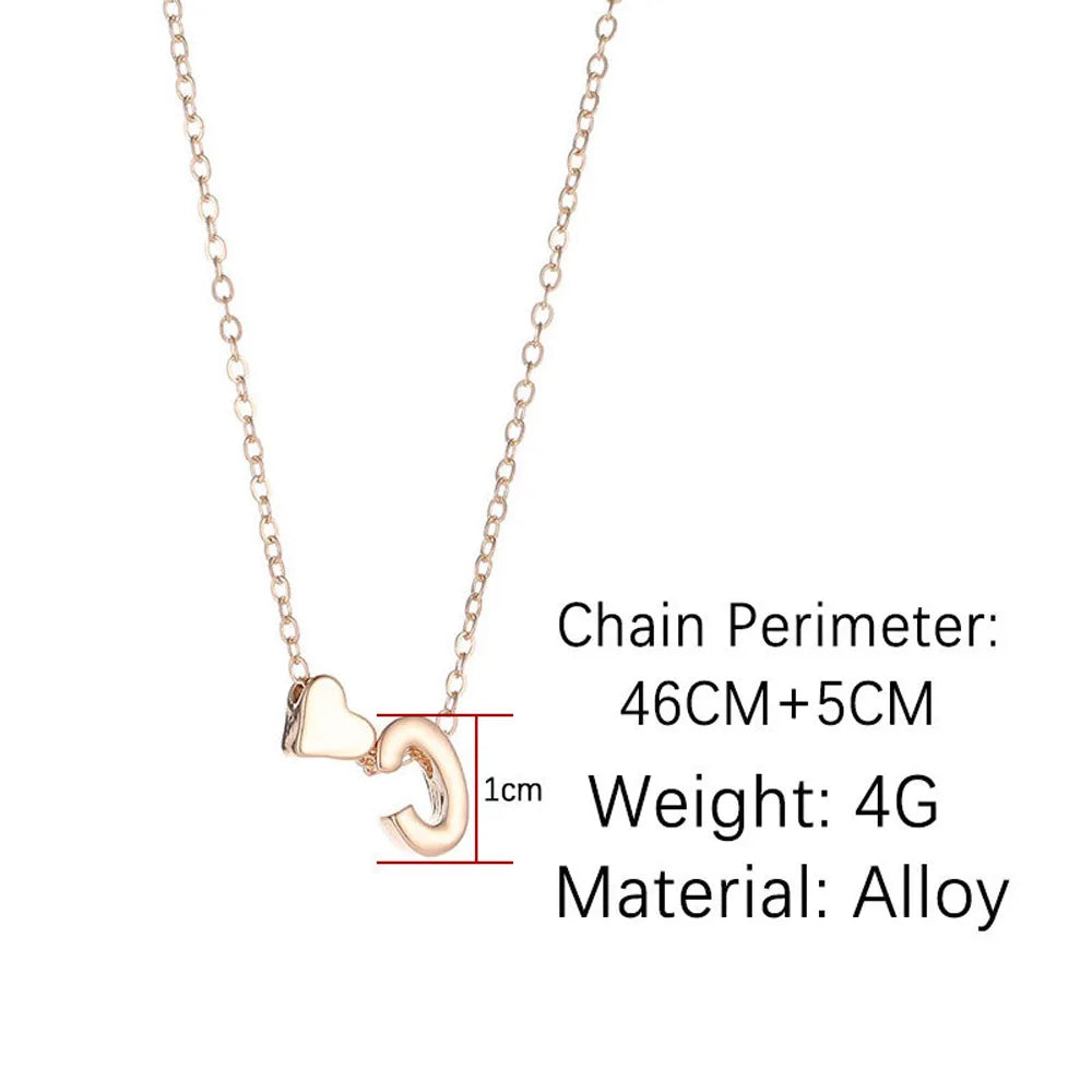 Fashion Tiny Heart Dainty Initial Necklace Gold Color Letter Name Choker Necklace For Women Pendant Jewelry Gift