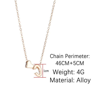 Fashion Tiny Heart Dainty Initial Necklace Gold Color Letter Name Choker Necklace For Women Pendant Jewelry Gift
