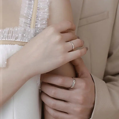 New couple silver color simple embossed mountain range adjustable ring fashion trend jewelry gift  J437