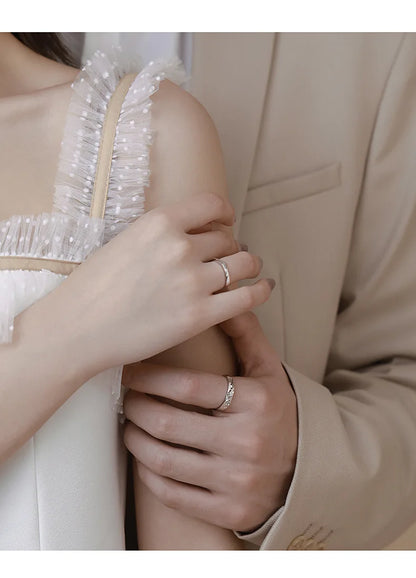 New couple silver color simple embossed mountain range adjustable ring fashion trend jewelry gift  J437