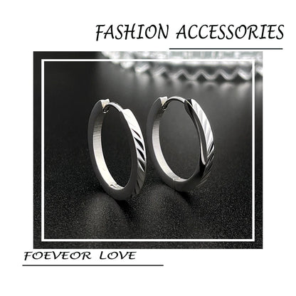 1 Pair of Silver Creole Round Large Hoop Earrings Women's Large Stainless Steel Hoop Earrings with Smooth and Beautiful Cut eari