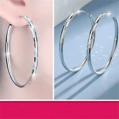 Somilia - Hoop Earrings For Women Authentic 925 Sterling Silver  3.0mm Fashion Earring Fine Rings Jewelry  Large Eari  Girl Gift