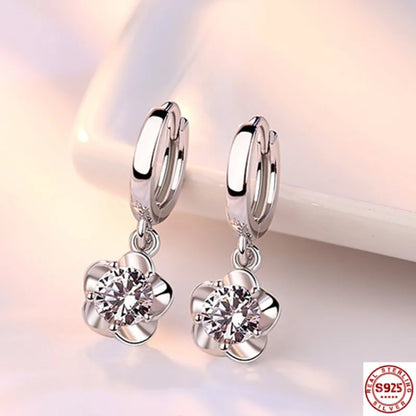 925 Sterling Silver Earrings Jewelry High Quality Retro Simple Pattern Purple White Zircon Earrings Hot Sale