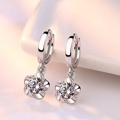 925 Sterling Silver Earrings Jewelry High Quality Retro Simple Pattern Purple White Zircon Earrings Hot Sale