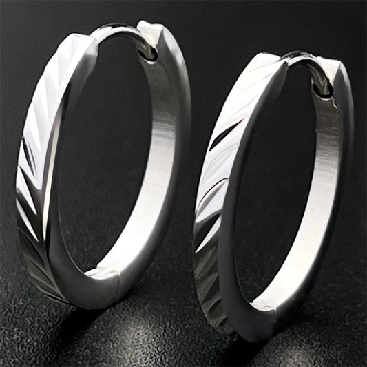 1 Pair of Silver Creole Round Large Hoop Earrings Women's Large Stainless Steel Hoop Earrings with Smooth and Beautiful Cut eari