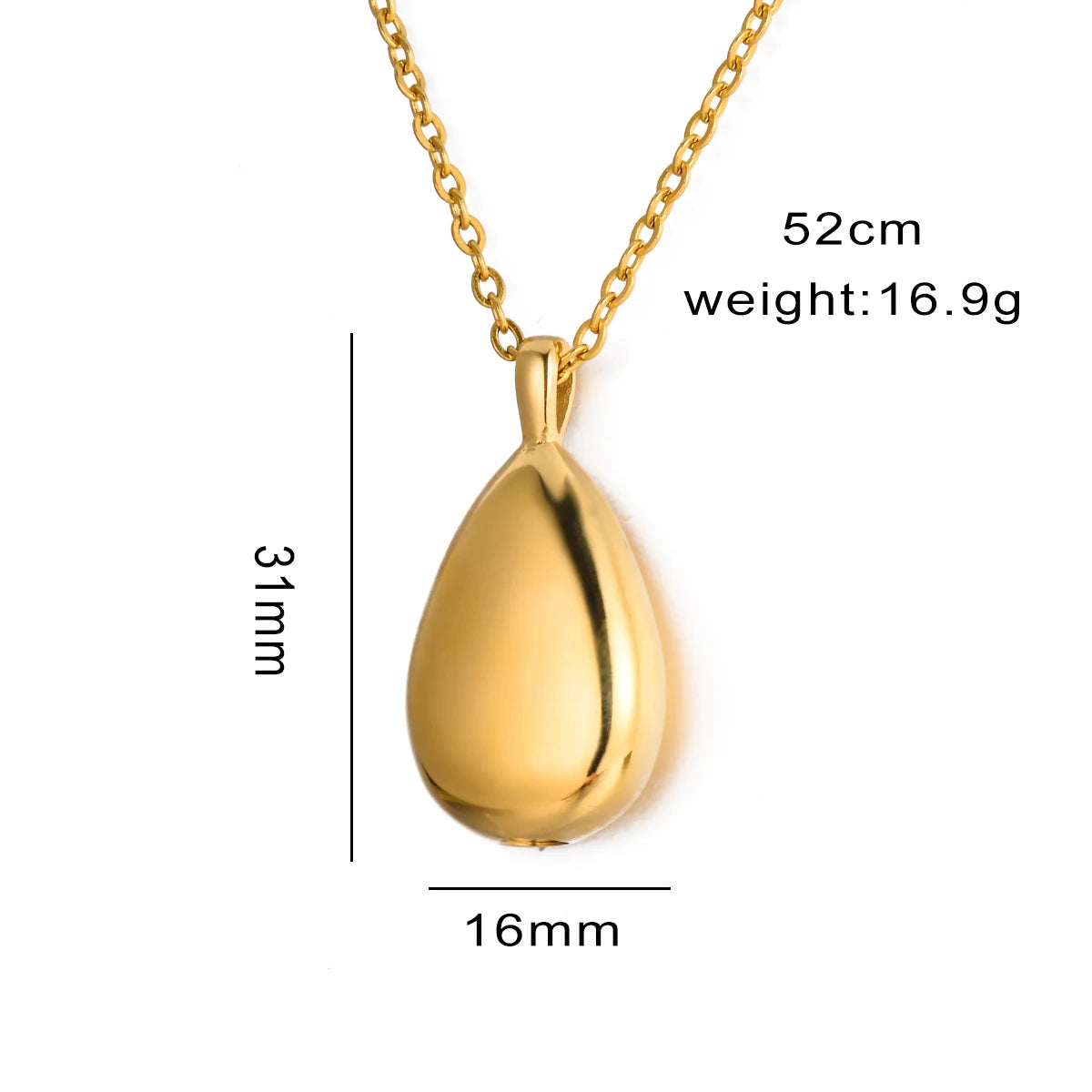 Stainless Steel Waterdrop Cremation Urn Necklace Pendant for Ashes Holder 3 Colors with Sanke Chain