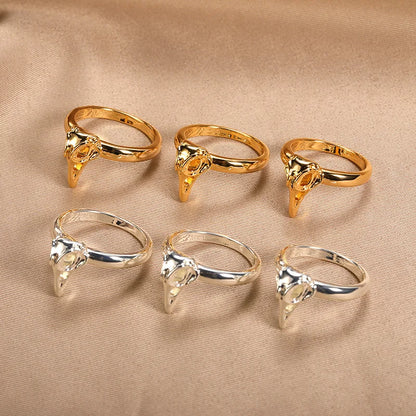 Special Bird Skull Raven Rings For Men Punk Style Jewelry Accessories Cool Bird Crow Head Skeleton Gothic Ring Animal Ring