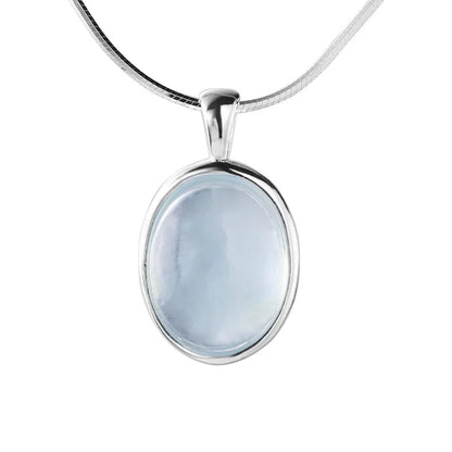 Sea Blue Moonstone Necklace Dainty Fashion Sanke Chain Gemstone Pendant Party Wedding Dating Necklaces Jewelry Gifts for Her