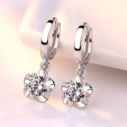 925 Sterling Silver Earrings Jewelry High Quality Retro Simple Pattern Purple White Zircon Earrings Hot Sale