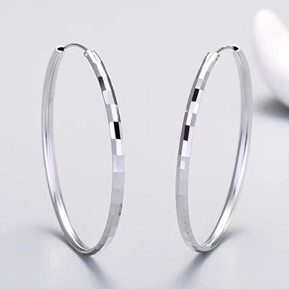 Somilia - Hoop Earrings For Women Authentic 925 Sterling Silver  3.0mm Fashion Earring Fine Rings Jewelry  Large Eari  Girl Gift